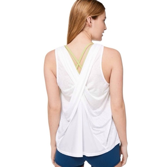 Lululemon Soul Stride Tank Women’s White Crisscross Back Size-6 NWOT - Picture 2 of 9